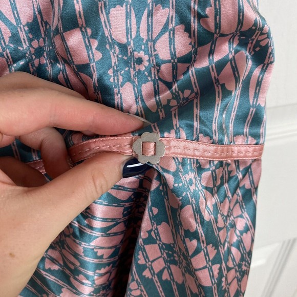 Ted baker Size 2 A-Line Silk Satin Dress Floral Pink Tank Sleeveless Midi Halter - Picture 5 of 7